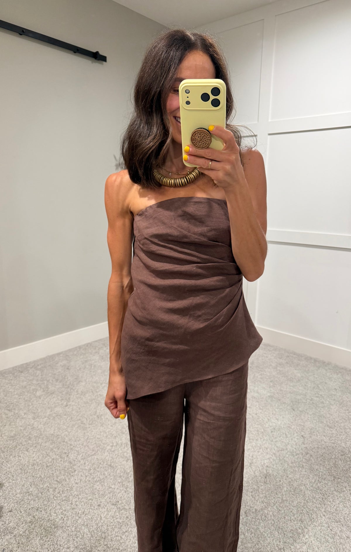 Rita Linen Top | Brown