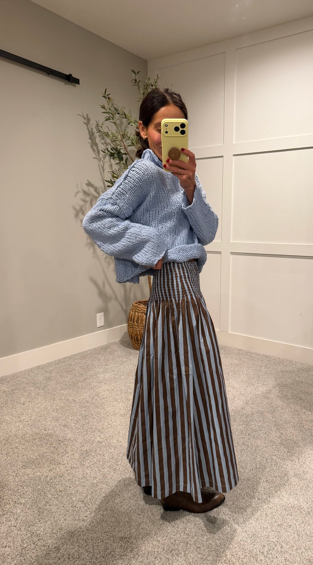 The Parker Stripe Skirt | Blue/Brown
