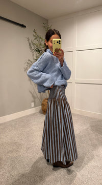 The Parker Stripe Skirt | Blue/Brown