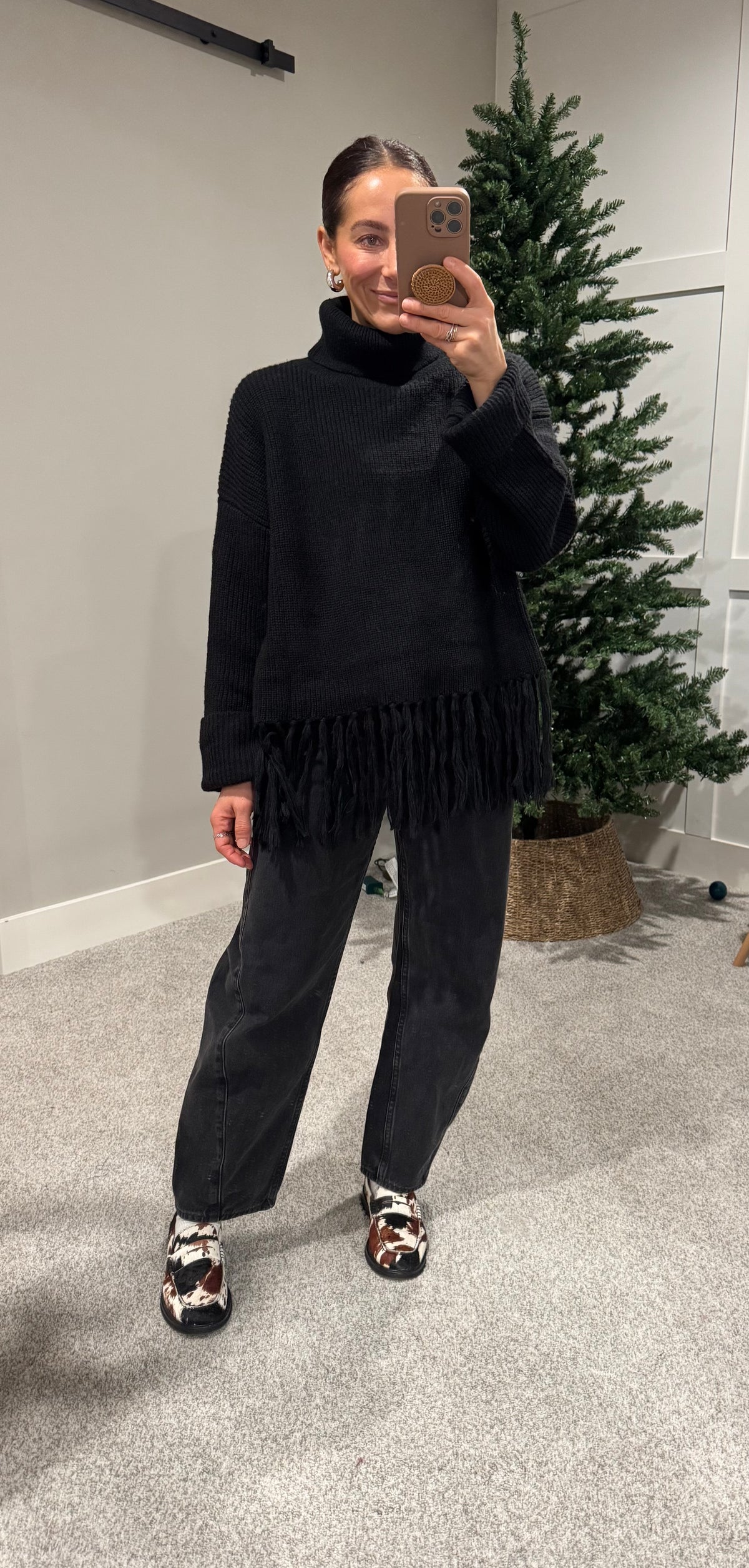 Fringe Hem Sweater | Black