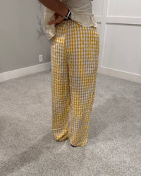 Gingham Print Drawstring Pants | Yellow