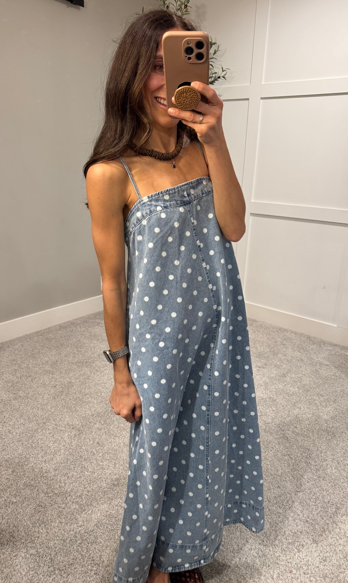 Blair Polka Dot Denim Dress