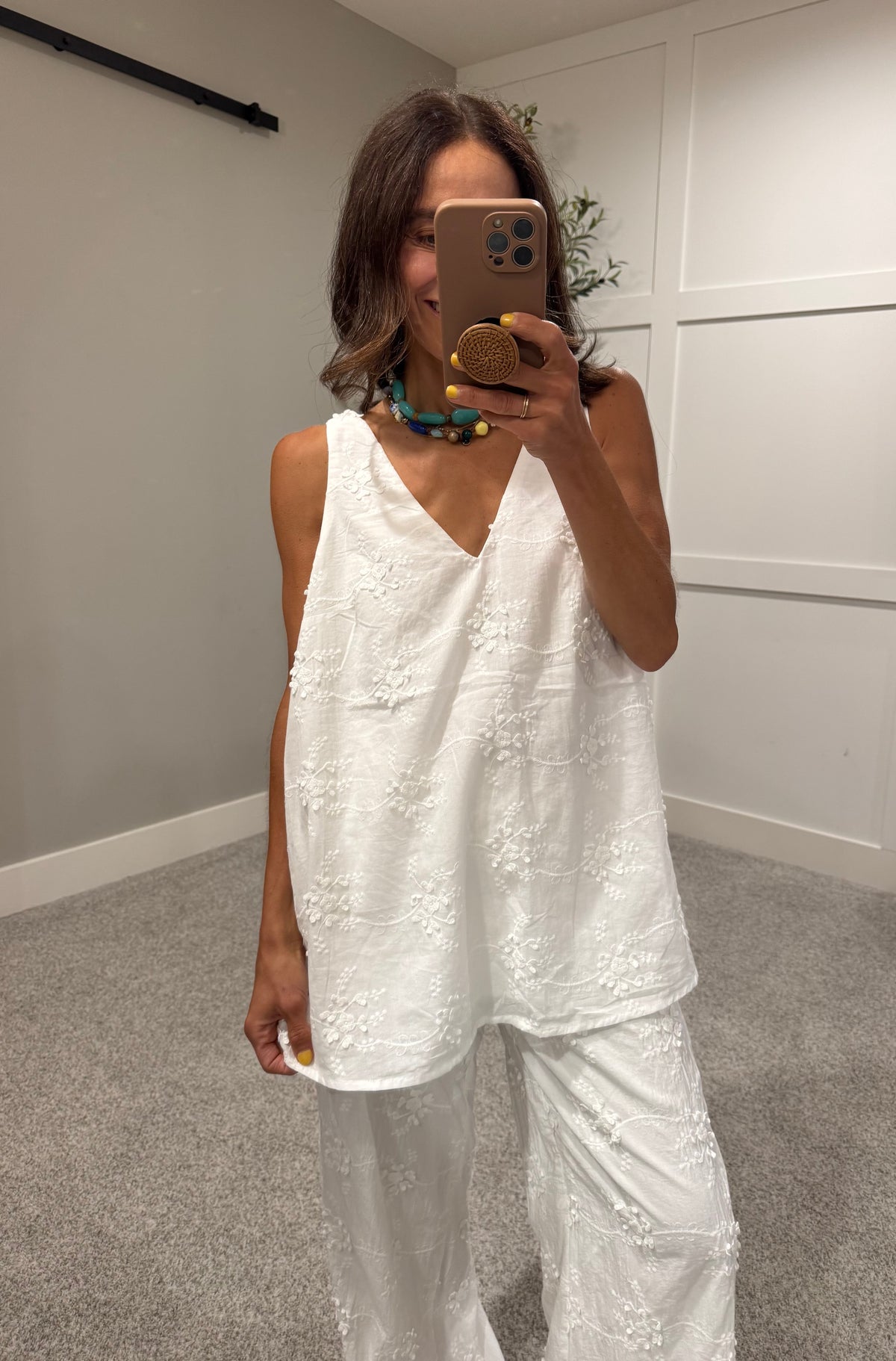 Ada Embroidered White Set