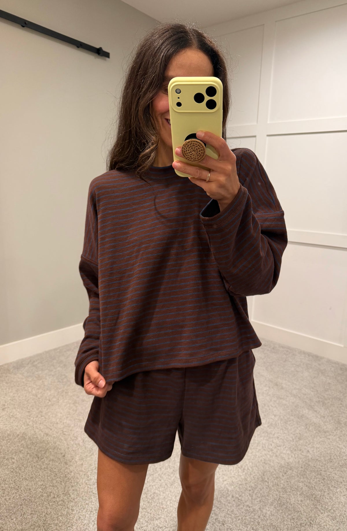 River Striped Long-Sleeve Top | Dark Brown/Blue