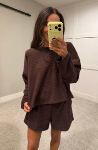 River Striped Long-Sleeve Top | Dark Brown/Blue