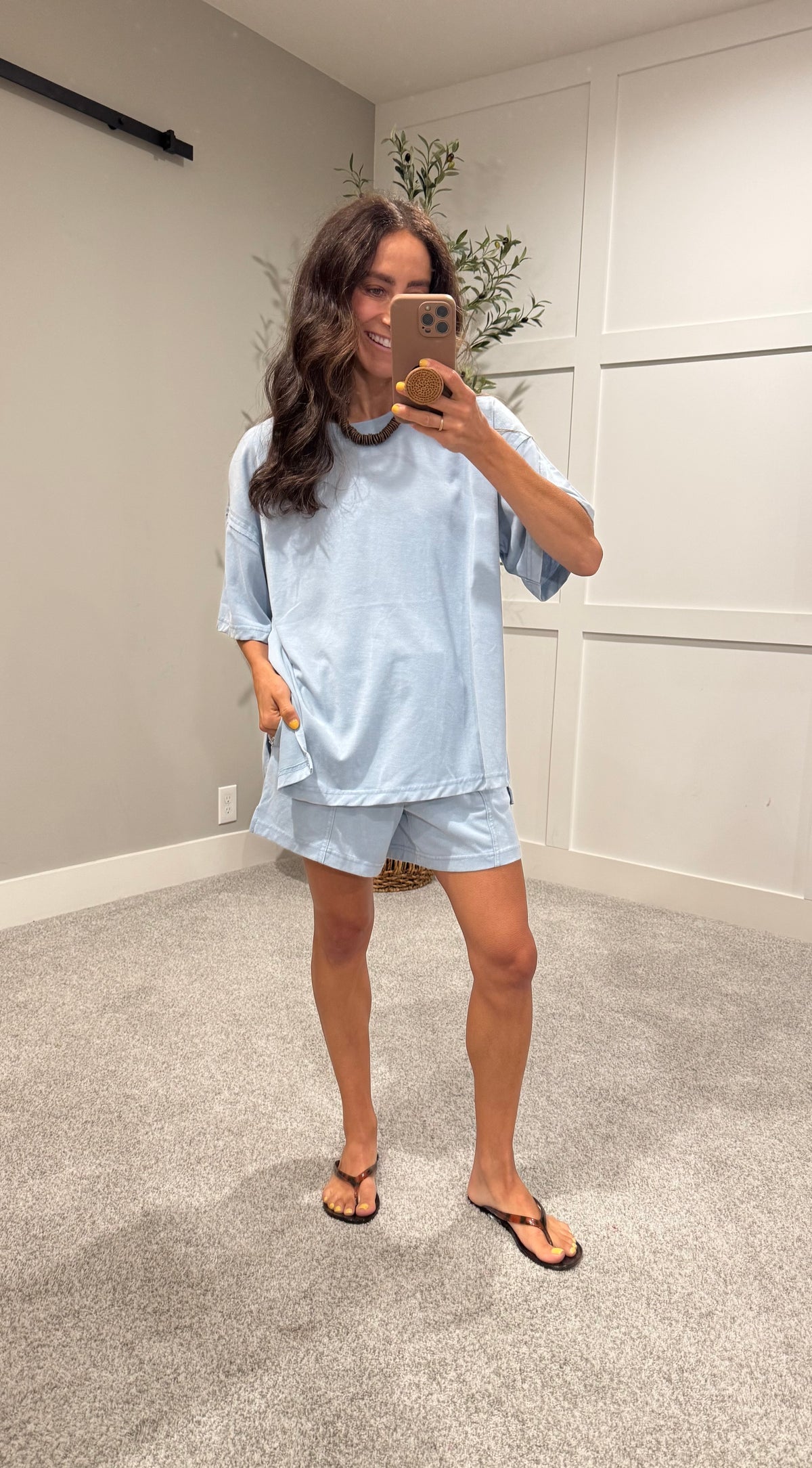 Everday Oversized Tee & Shorts SET | Dusty Blue