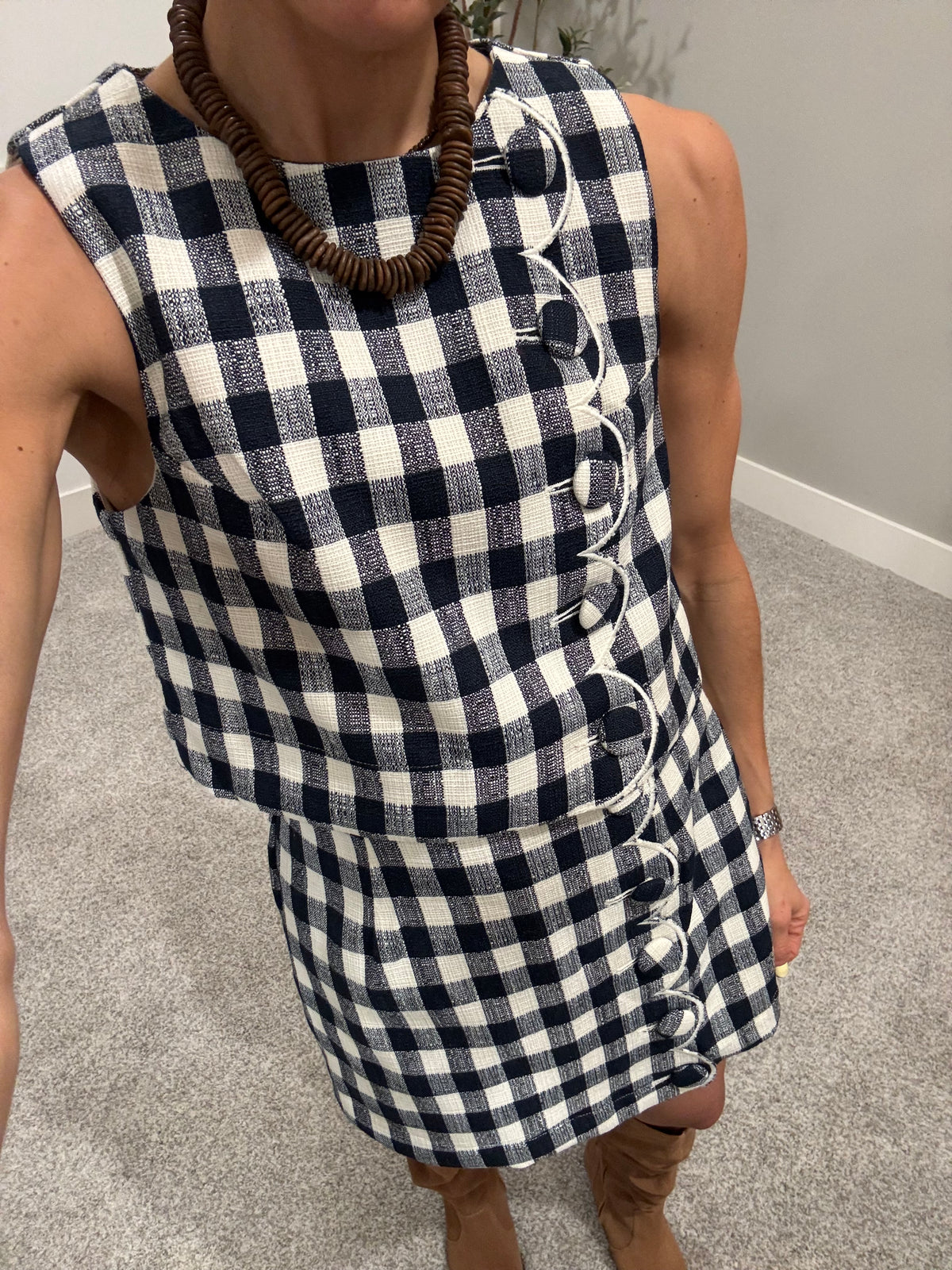 Kenna Gingham Set | Navy