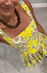 Elsie Floral Balloon Mini Dress | Yellow