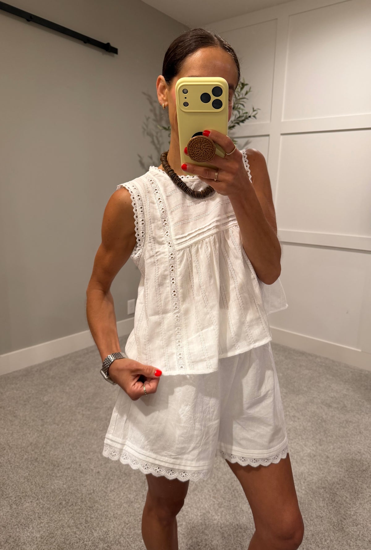 Nina Eyelet Top | Off White