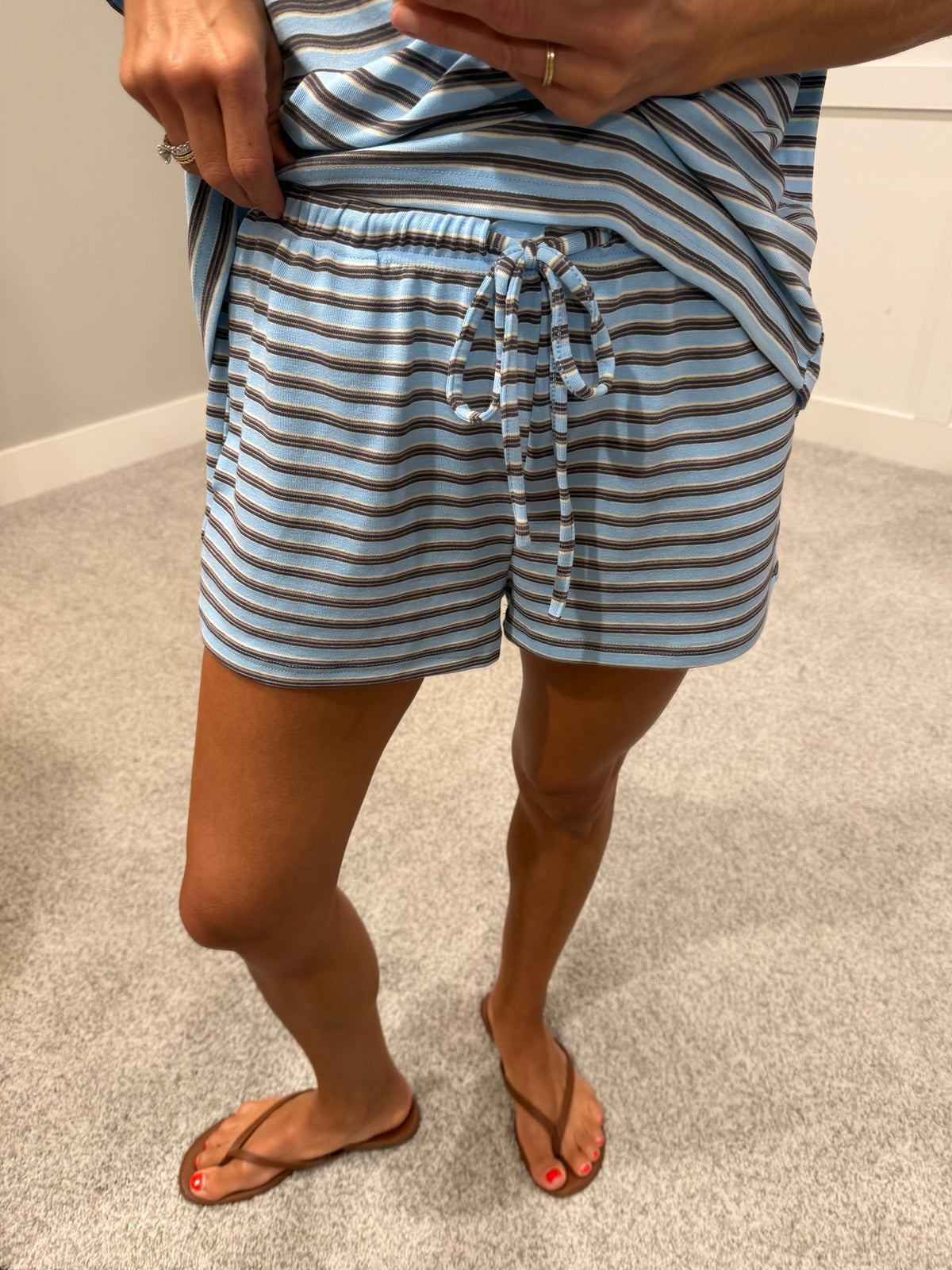 Coffee Run Striped Shorts | Blue