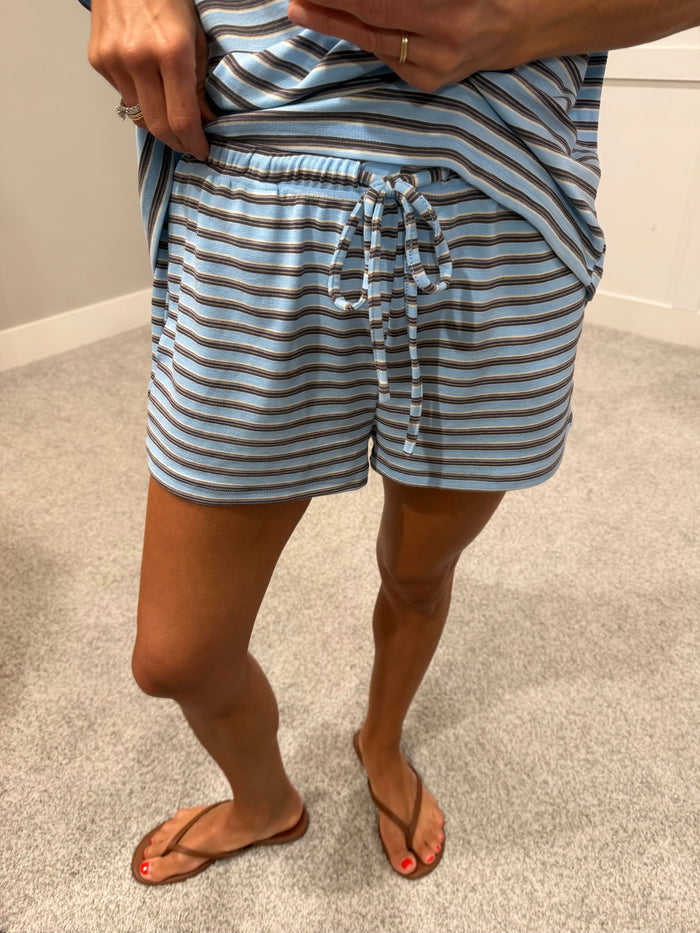 Coffee Run Striped Shorts | Blue