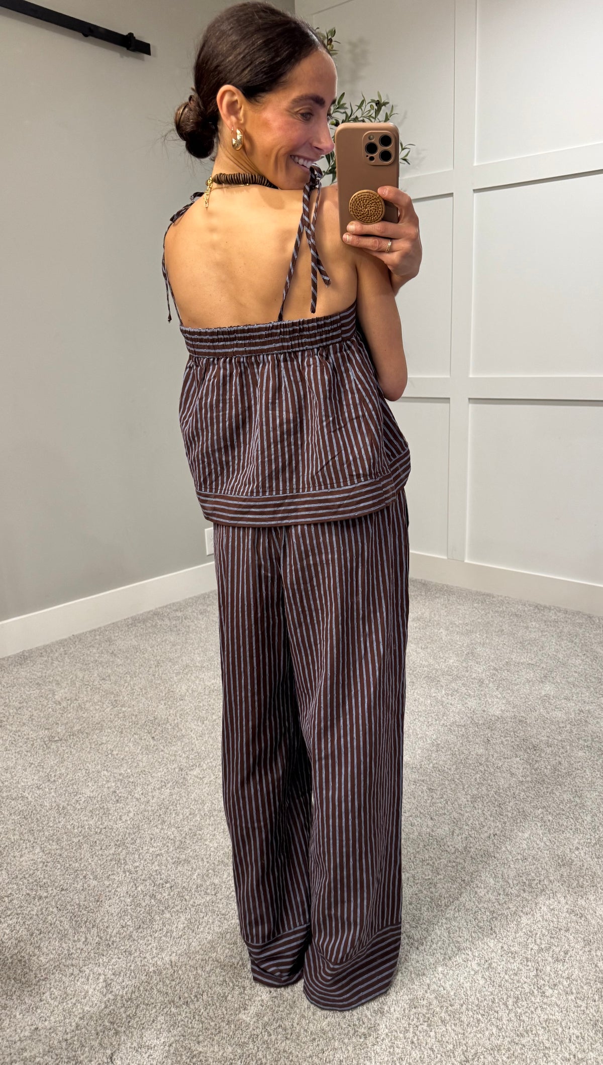 Monica Striped Set | Brown/Blue