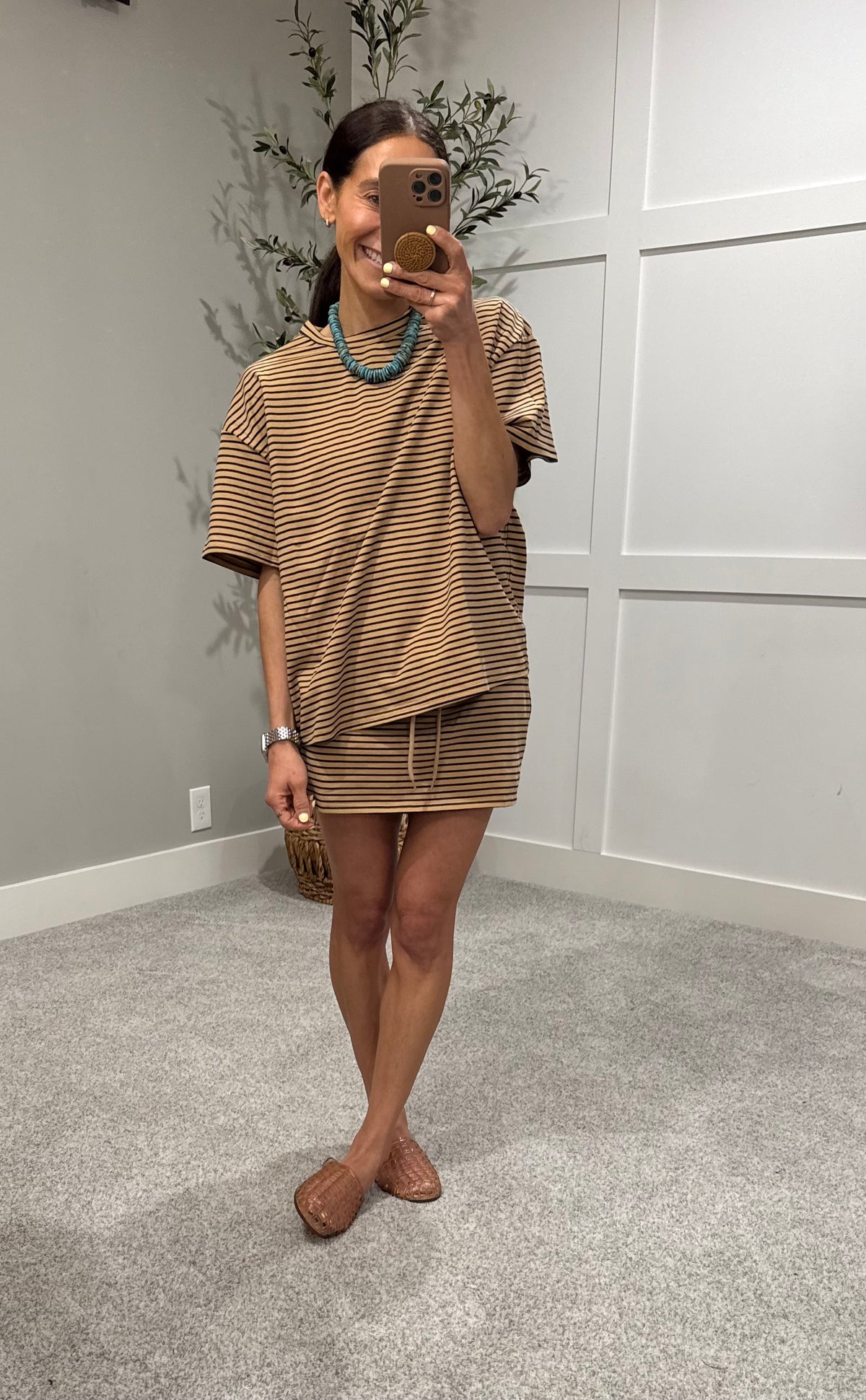 Ryder Striped Set | Tan/Navy