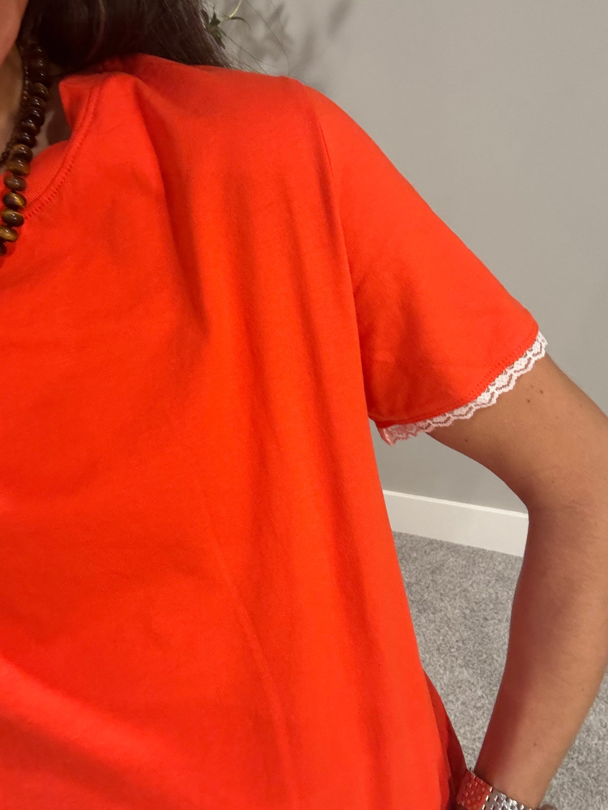 Tomato Red Lace Tee