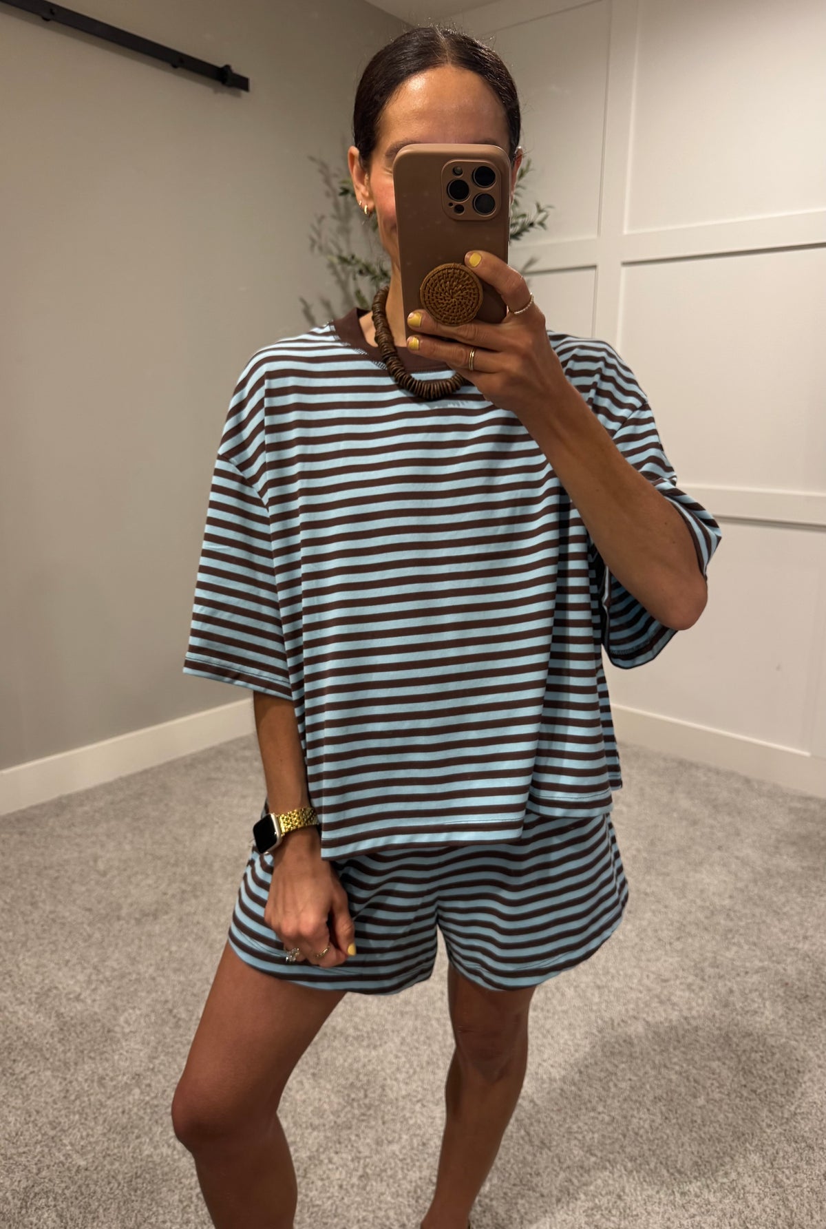 Lena Striped set | Blue/Brown
