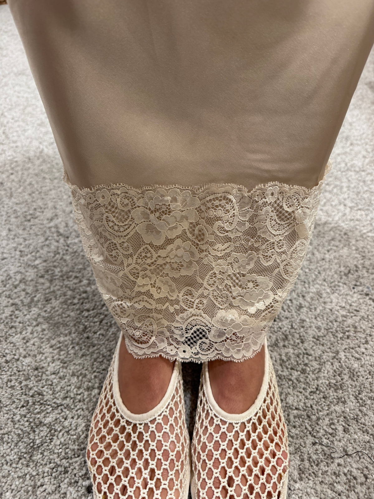 Satin Lace Skirt | Champagne