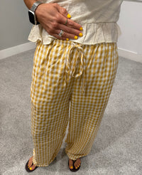 Gingham Print Drawstring Pants | Yellow