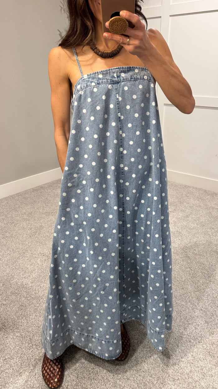 Blair Polka Dot Denim Dress