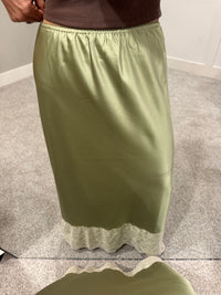 Satin Lace Skirt | Matcha