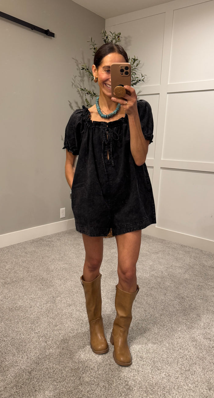 Gia Romper | Washed Black
