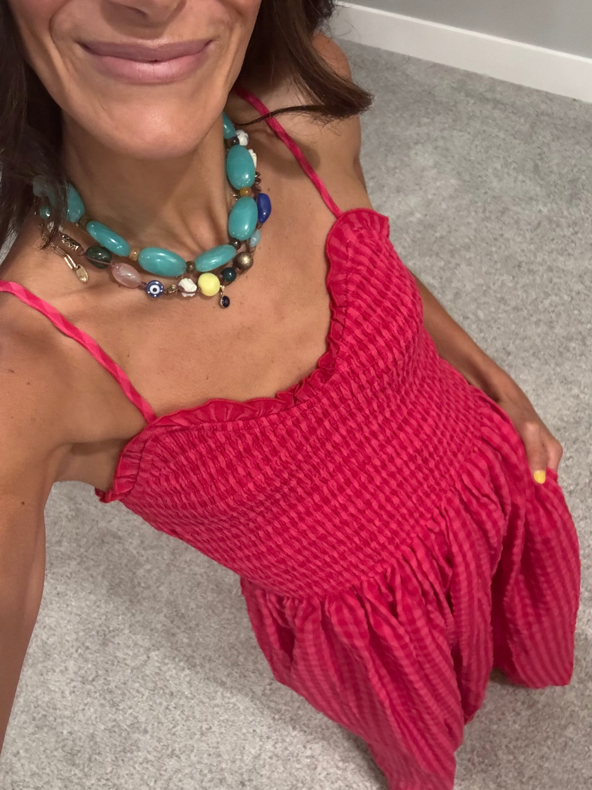 Mena Cherry Gingham Dress