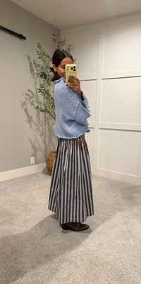 The Hazel Mock Neck Rolled Hem Knit Sweater | Light Blue