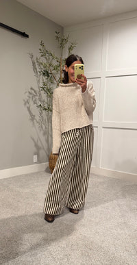 The Hazel Mock Neck Rolled Hem Knit Sweater | White Tea