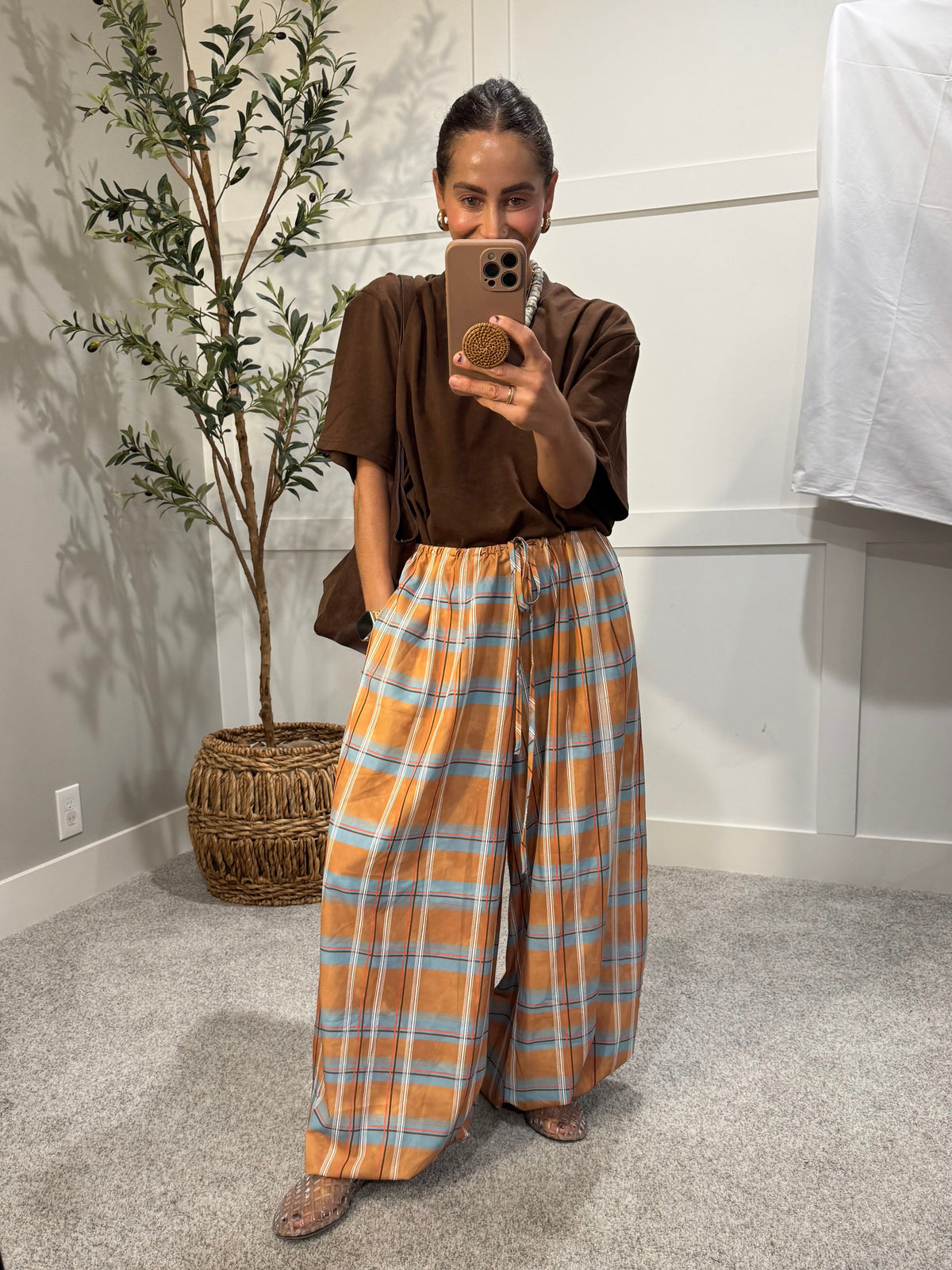 Plaid Balloon Pants