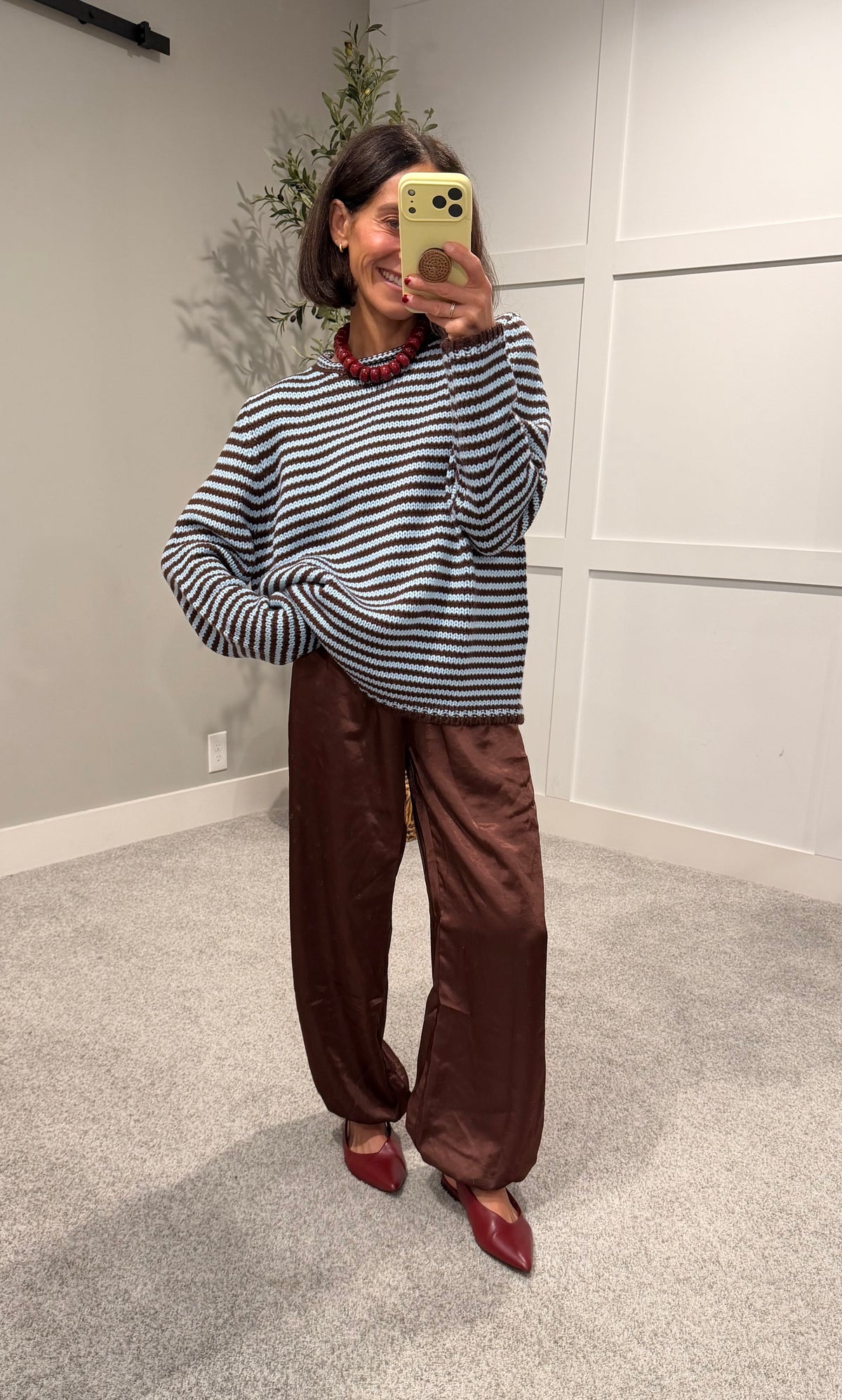 Everyday Cozy Stripe Knit Sweater | Choco/Blue