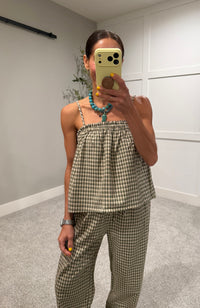 Olivia Plaid Set | Olive/Taupe