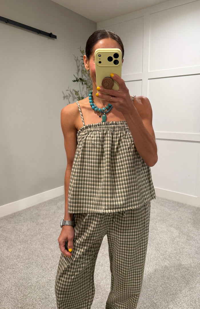 Olivia Plaid Set | Olive/Taupe