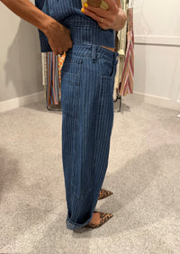 Dark Indigo Pinstripe Barrel Jeans