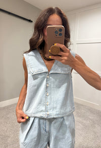 Sailor Denim Top | Light Wash