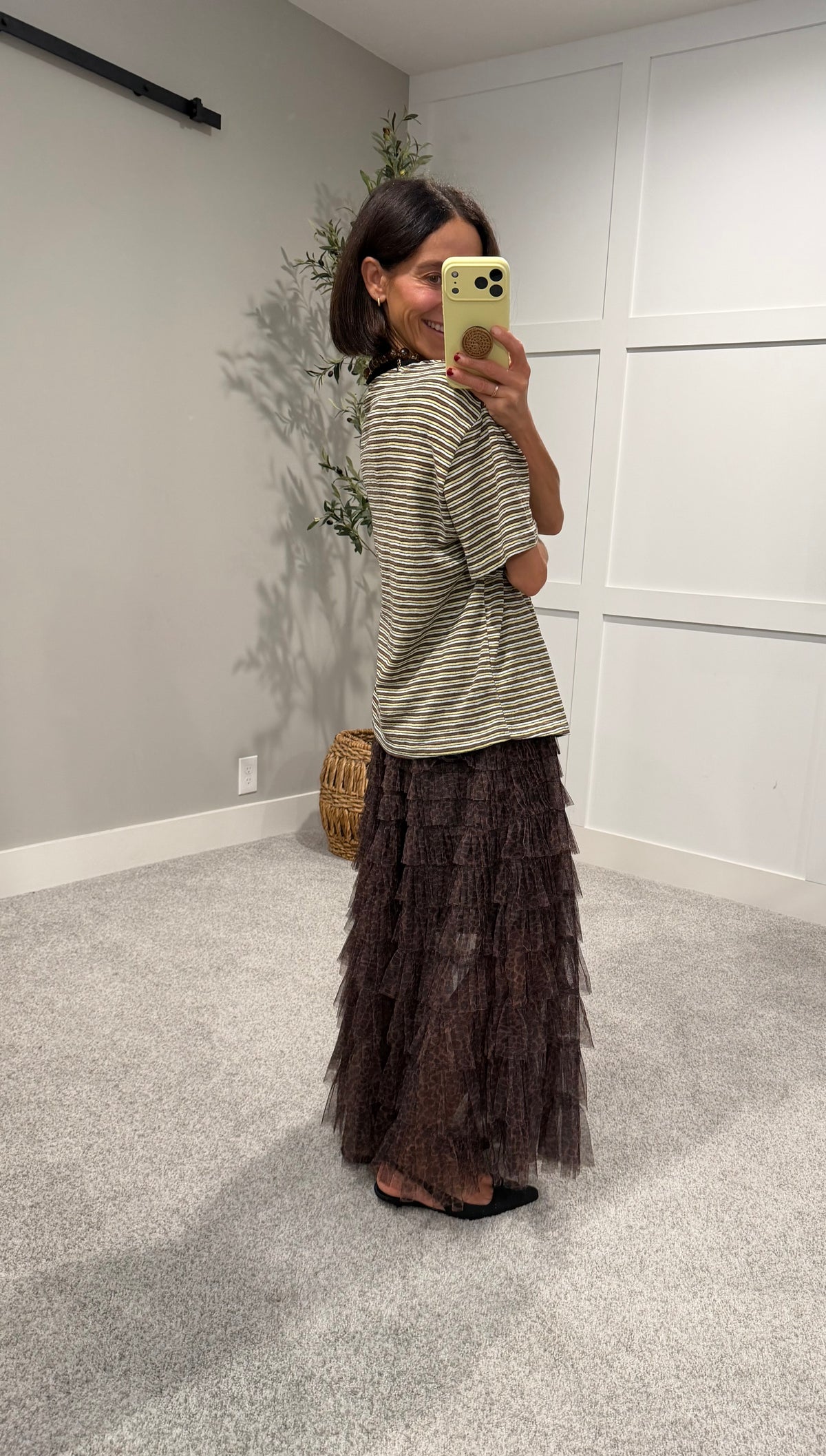 Perfectly Oversized Striped Tee | Black/Brown Stripe