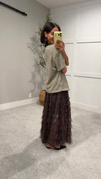 Perfectly Oversized Striped Tee | Black/Brown Stripe