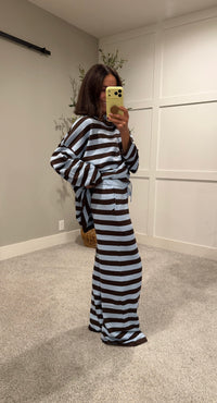 Brooklyn Striped Set | Brown/Blue