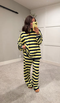 Sheila Striped Pants | Lemon/Navy