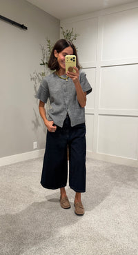 Denim Wide Leg Long Shorts | Indigo