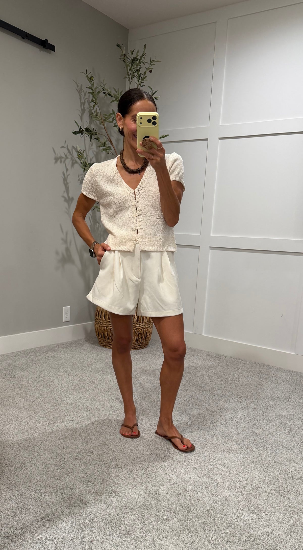 Camron Button Front Knit | Beige
