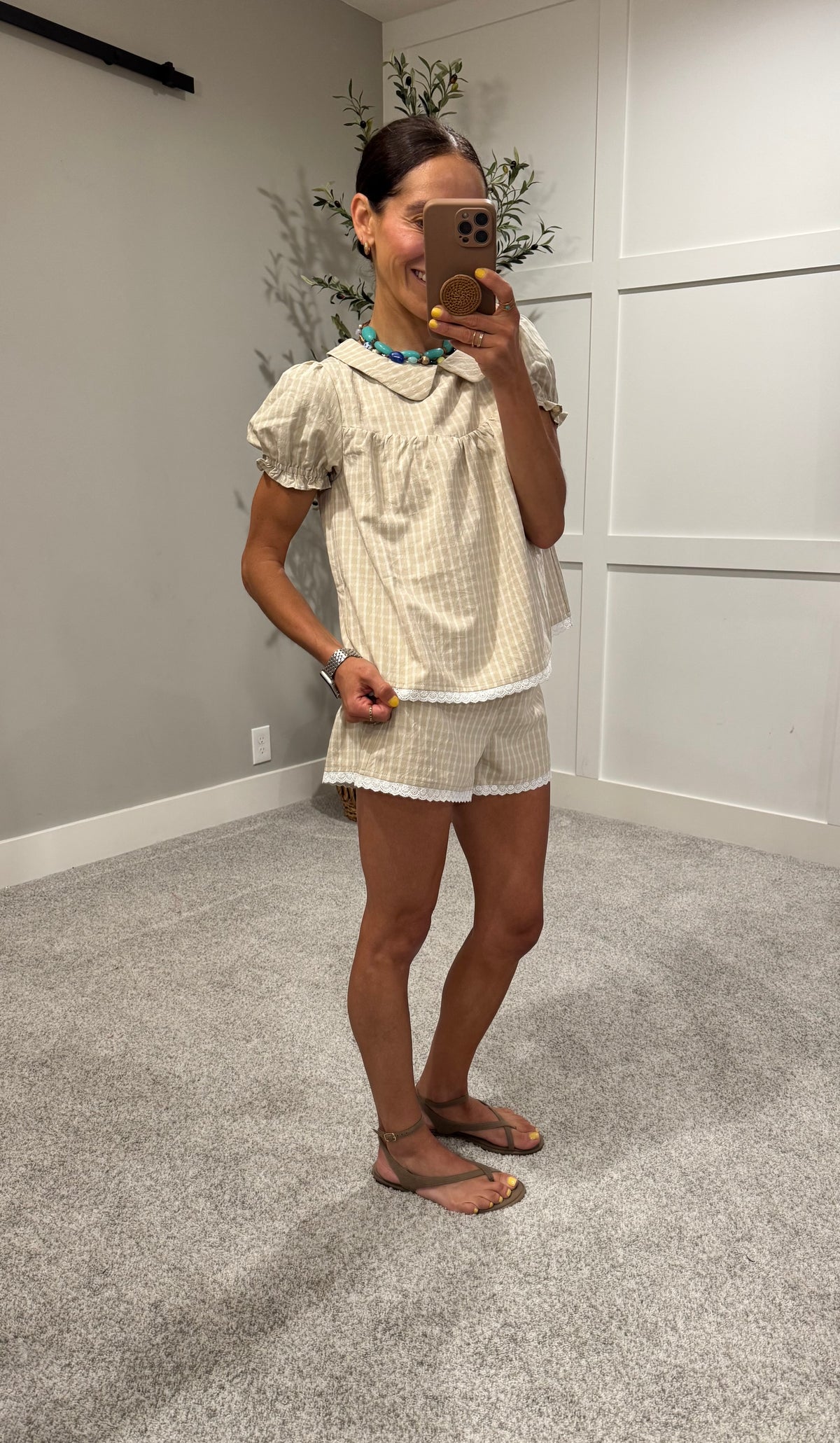 Anastasia Plaid Set | Beige