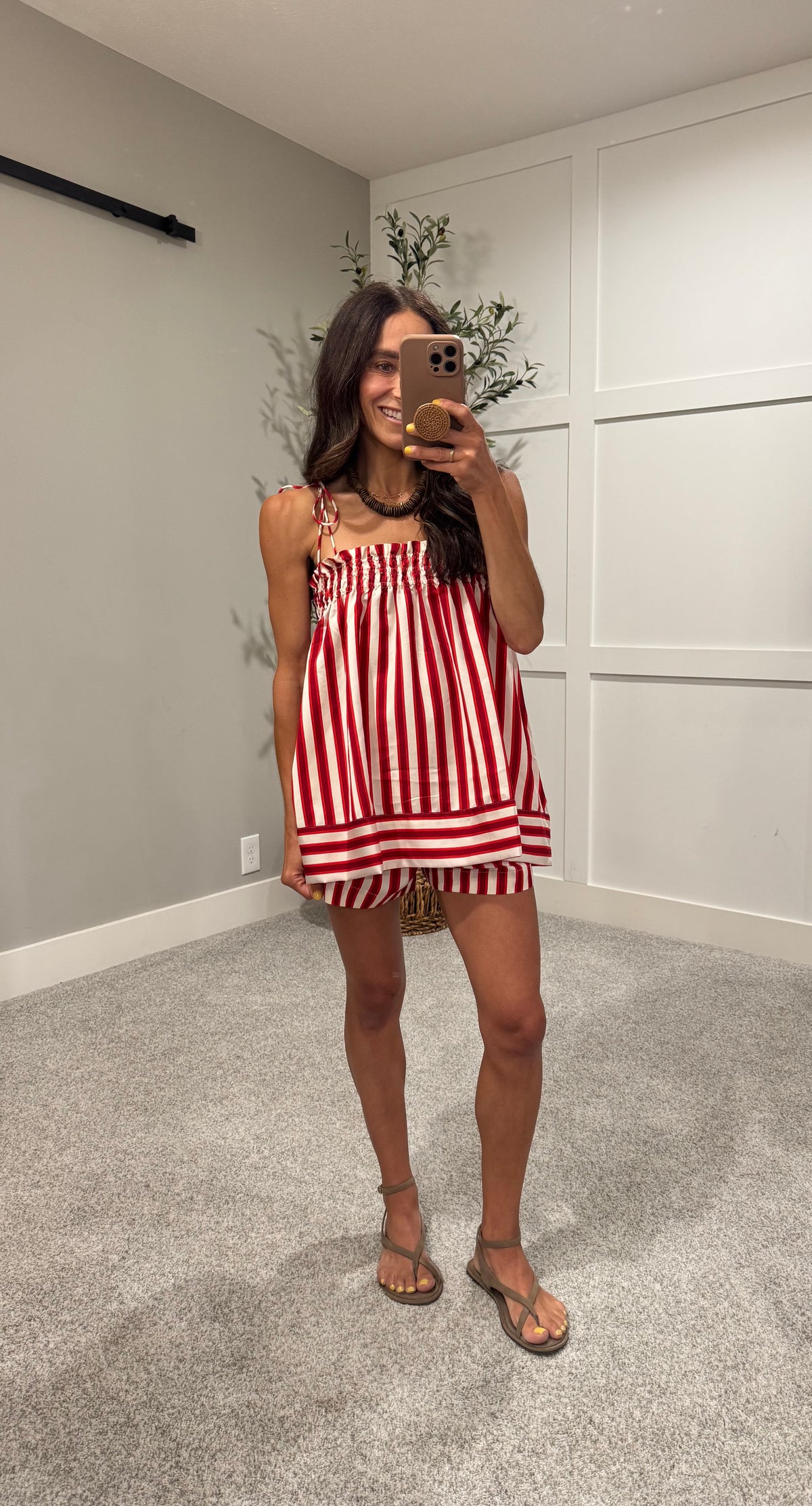 Juni Striped Set | Red/Cream Stripe