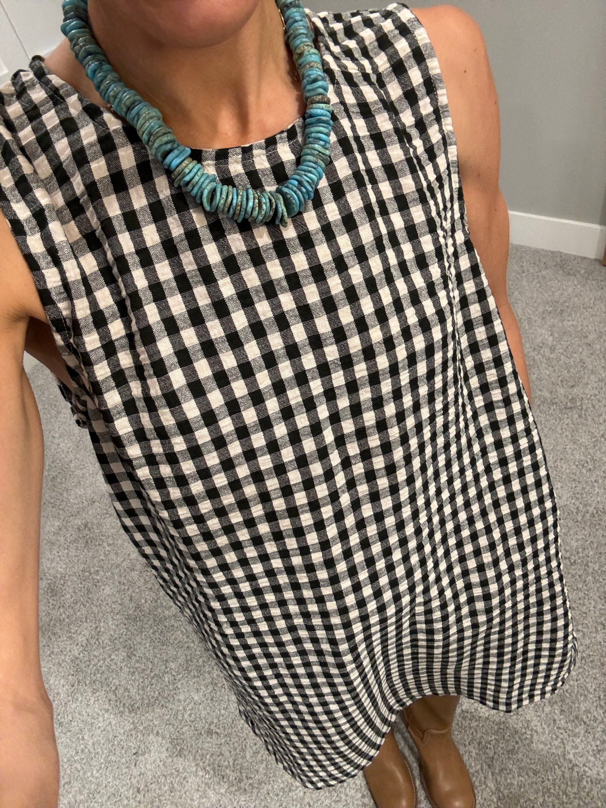 Sandy Gingham Dress | Black/Cream