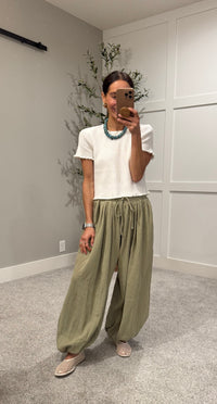 Balloon Gauze Pants | Light Olive
