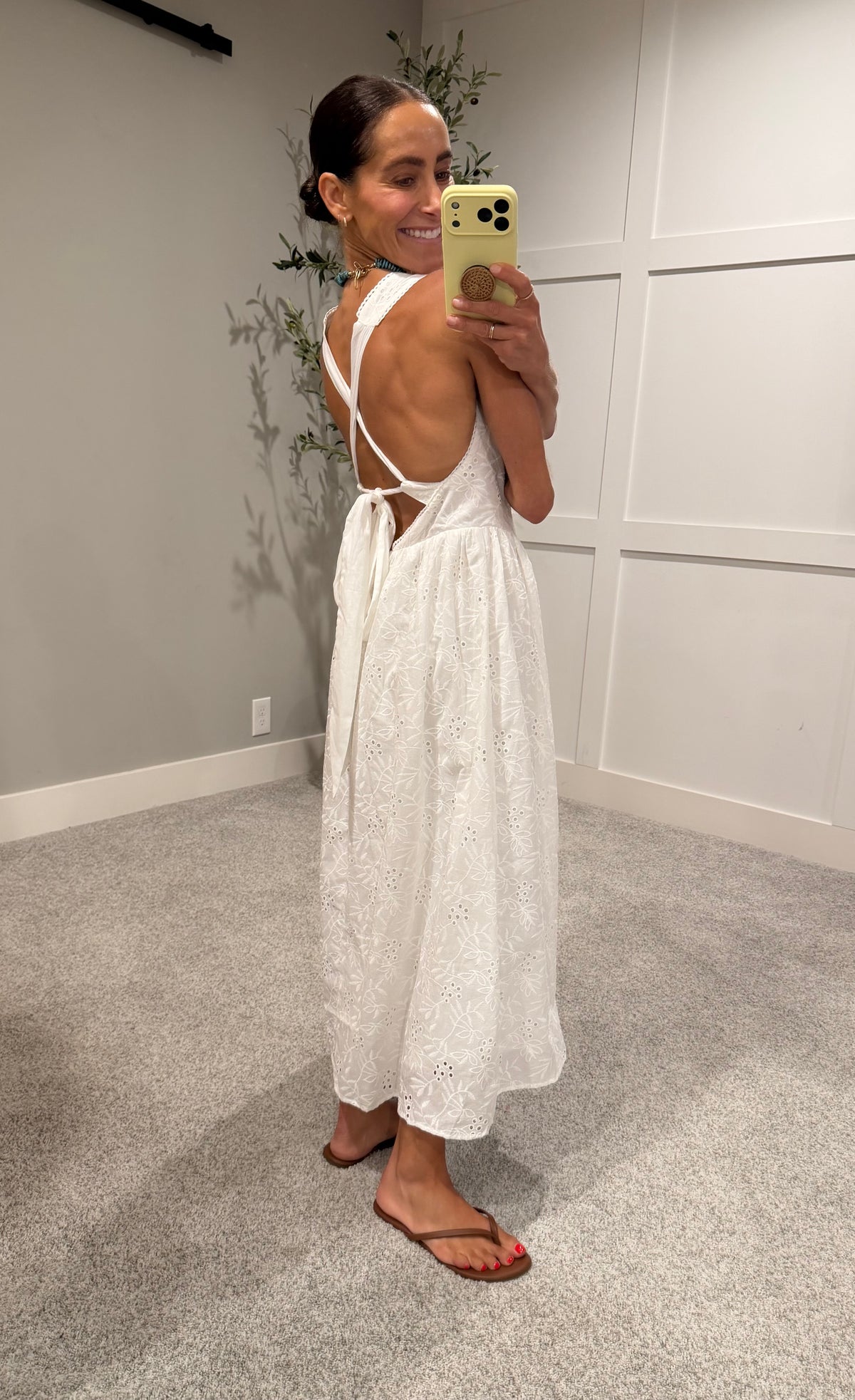 Giana Cross-Back Tie Maxi Dress | White