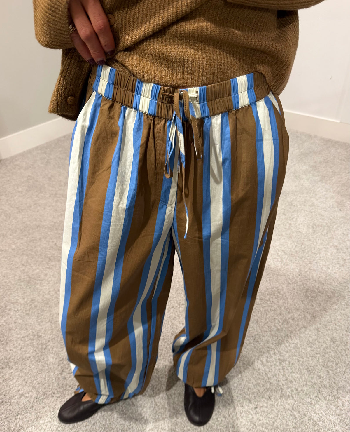 Camilla Striped Pant | Camel/Blue