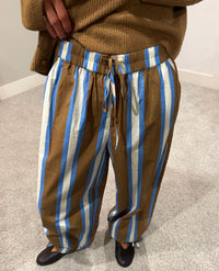 Camilla Striped Pant | Camel/Blue