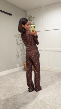 Ashton Top | Brown/Blue Polka Dot