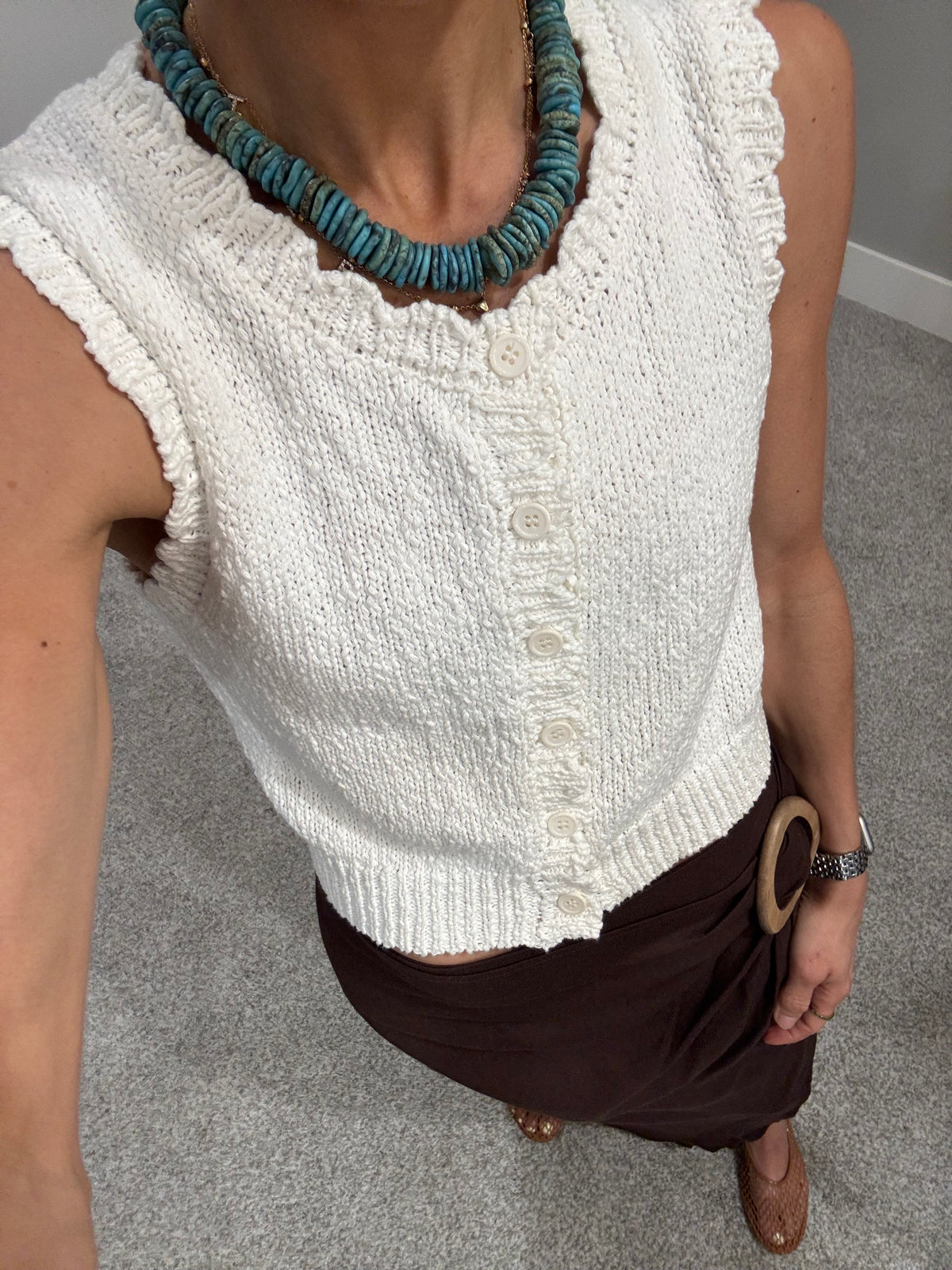 Izzy Knit Vest | Off White