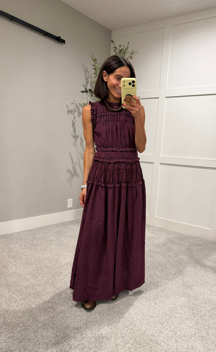 Neily Gingham Maxi | Red/Navy