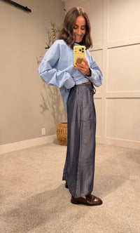 Satin Harem Balloon Pants | Indigo Blue